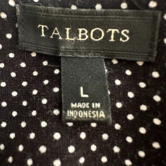 Talbots Womens Polka Dot Lace Printed Knit Blouse Top Black White Size Large - Picture 5 of 7